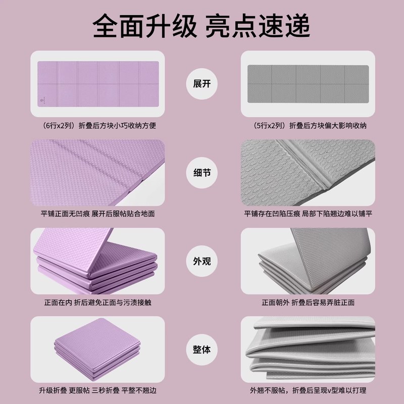 艾米达可折叠瑜伽垫便携加宽加厚加长防滑静音运动健身家用地垫子